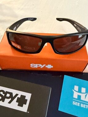 SPY Black Sunglasses with Orange Accents